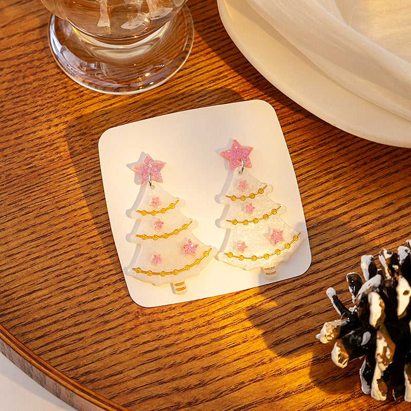 1pair Christmas Earrings Fashion Alpaca Dinosaur Cactus Gingerbread Acrylic Earrings Holiday Party Jewelry