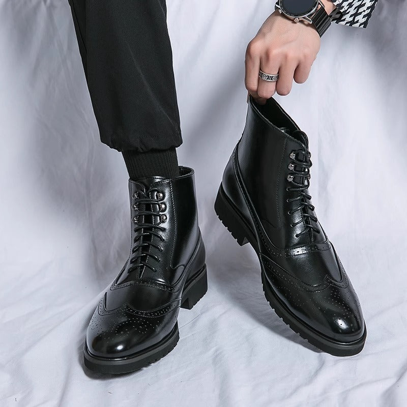 Men’s Fashion Thick Sole Mid-Top Work Shoes – Durable & Comfortable