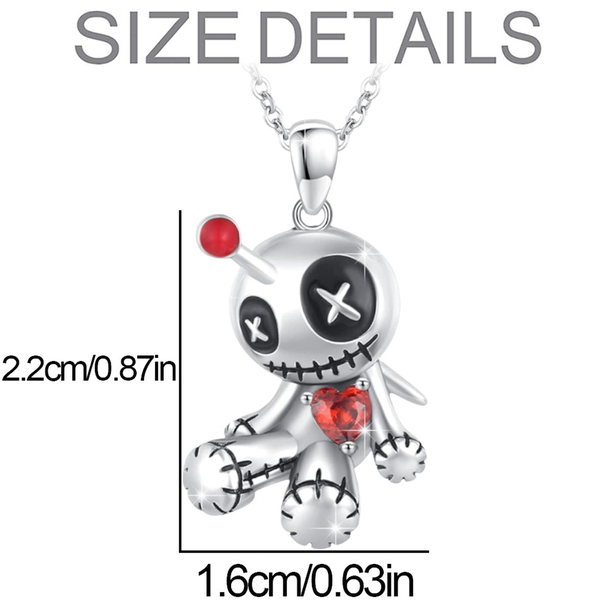 Halloween Voodoo Doll Necklace – Cartoon Red Heart Clavicle Pendant Jewelry Accessory