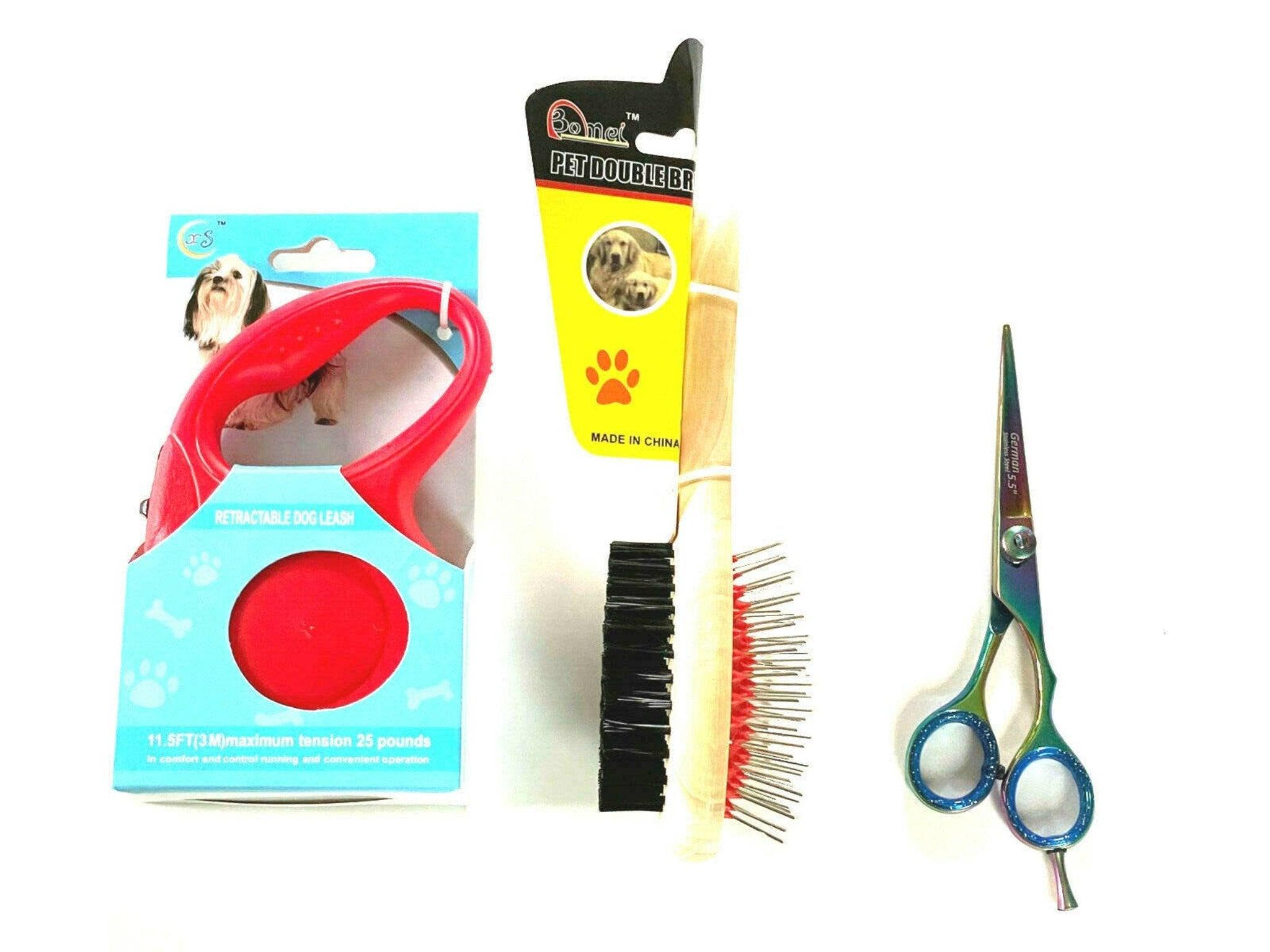 Complete 3-Piece Dog Grooming and Leash Set for Small Dogs