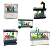 Small Particle Building Blocks Creative Small Scene Fish Tank Pet Box Small Living Room Home Interior Decoration Toy Ornaments