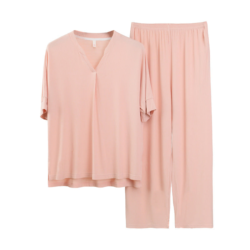 Women's Modal Short Sleeve Cropped Pants Loungewear Set