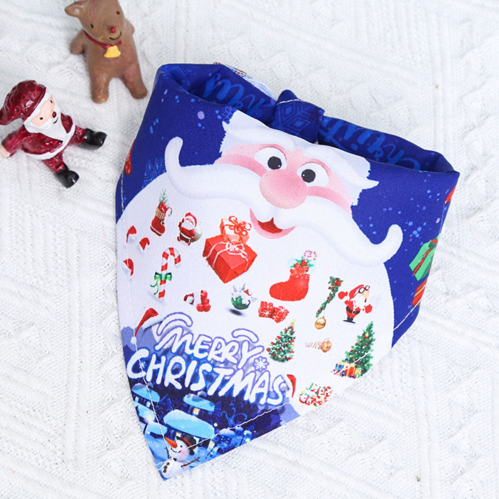 Christmas Cotton Print Pet Dress Triangle Scarf
