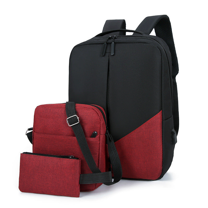 Men's Leisure Travel Large Capacity Three-piece Multifunctional USB Backpack