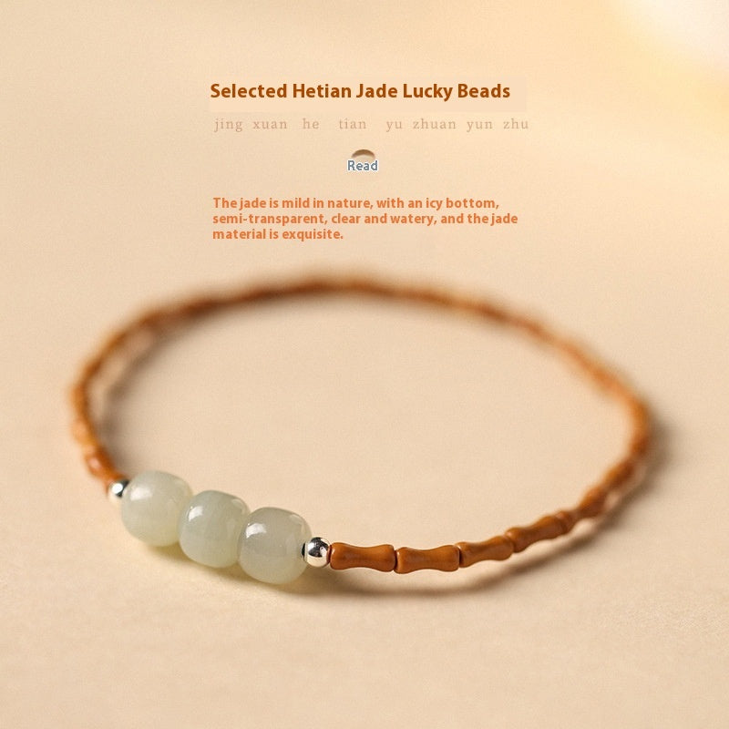 Olive Nut Bamboo Joint Hetian Jade Single Circle Bracelet Female