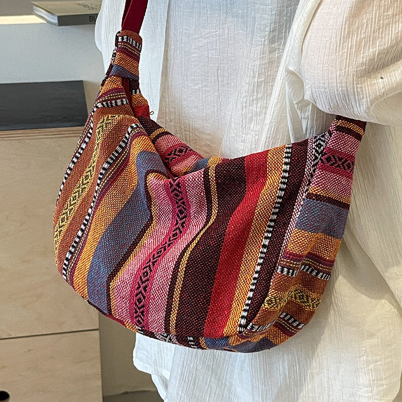Women's Dumpling Bag Canvas Crossbody Ethnic Pattern Tote