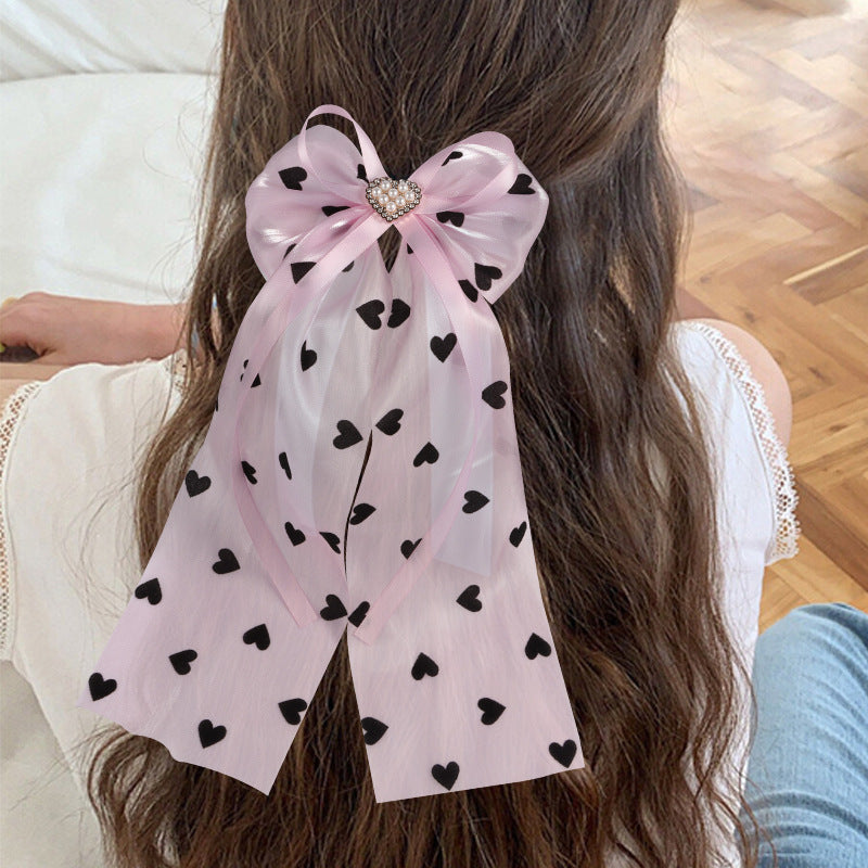 Simple Girl Love Heart Bow Tie Hair Accessories Hair Ring