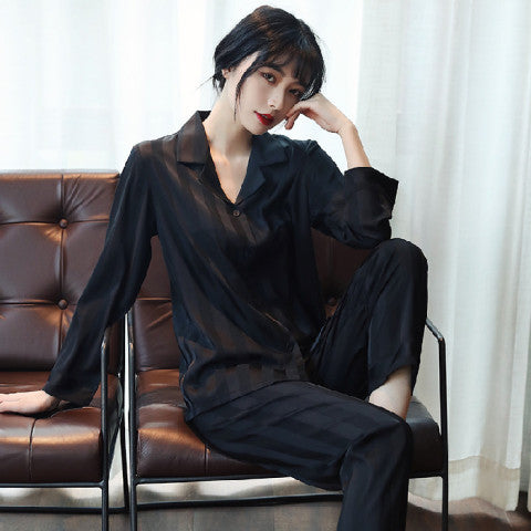 Women's Fashion Jacquard Plaid Ice Silk Home Wear Suit