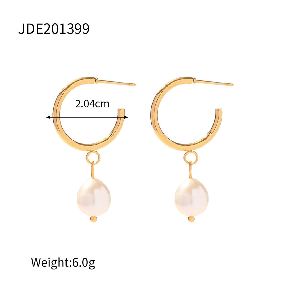 Stainless Steel Water Pearl Earrings