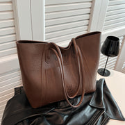 Unisex Casual Retro PU Shoulder Bag Textured Tote Design