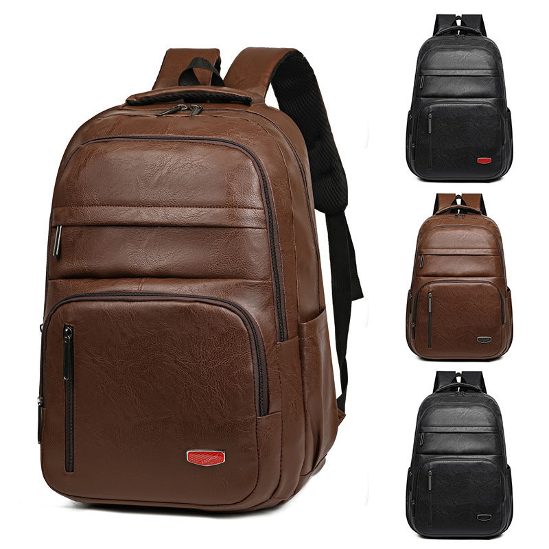PU Soft Leather Backpack Slim Travel Bag Unisex Solid