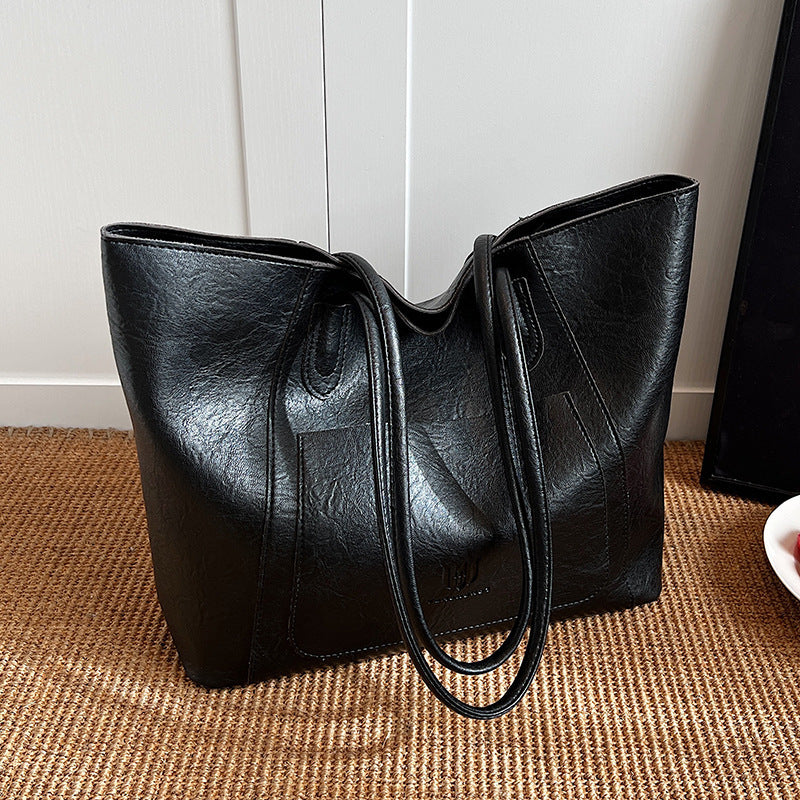 Casual Retro Shoulder Bag – Textured Commuter Tote