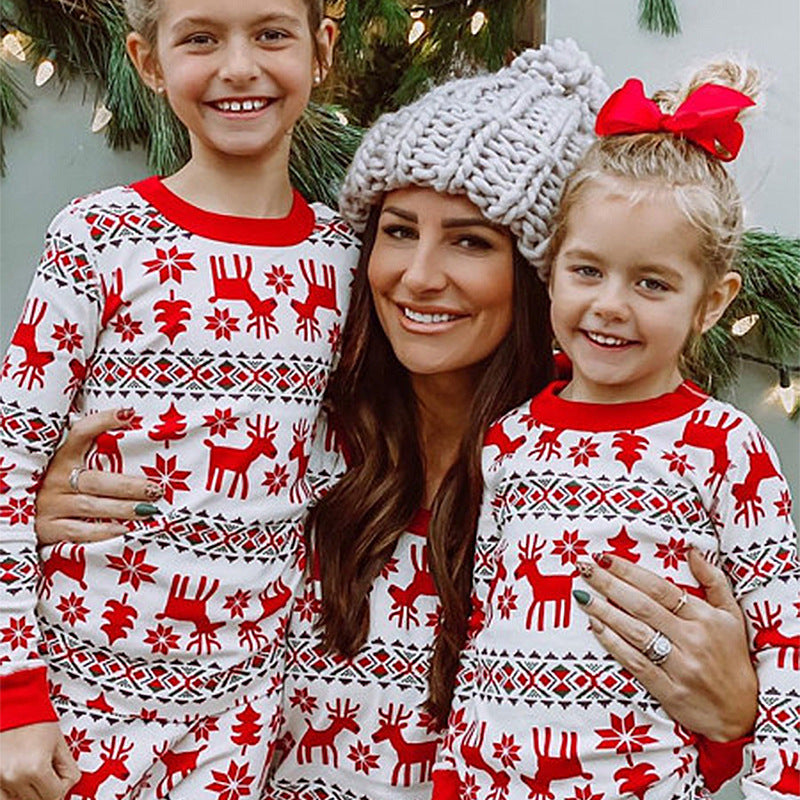 Elk Print Casual Home Pajamas Parent-Child Set