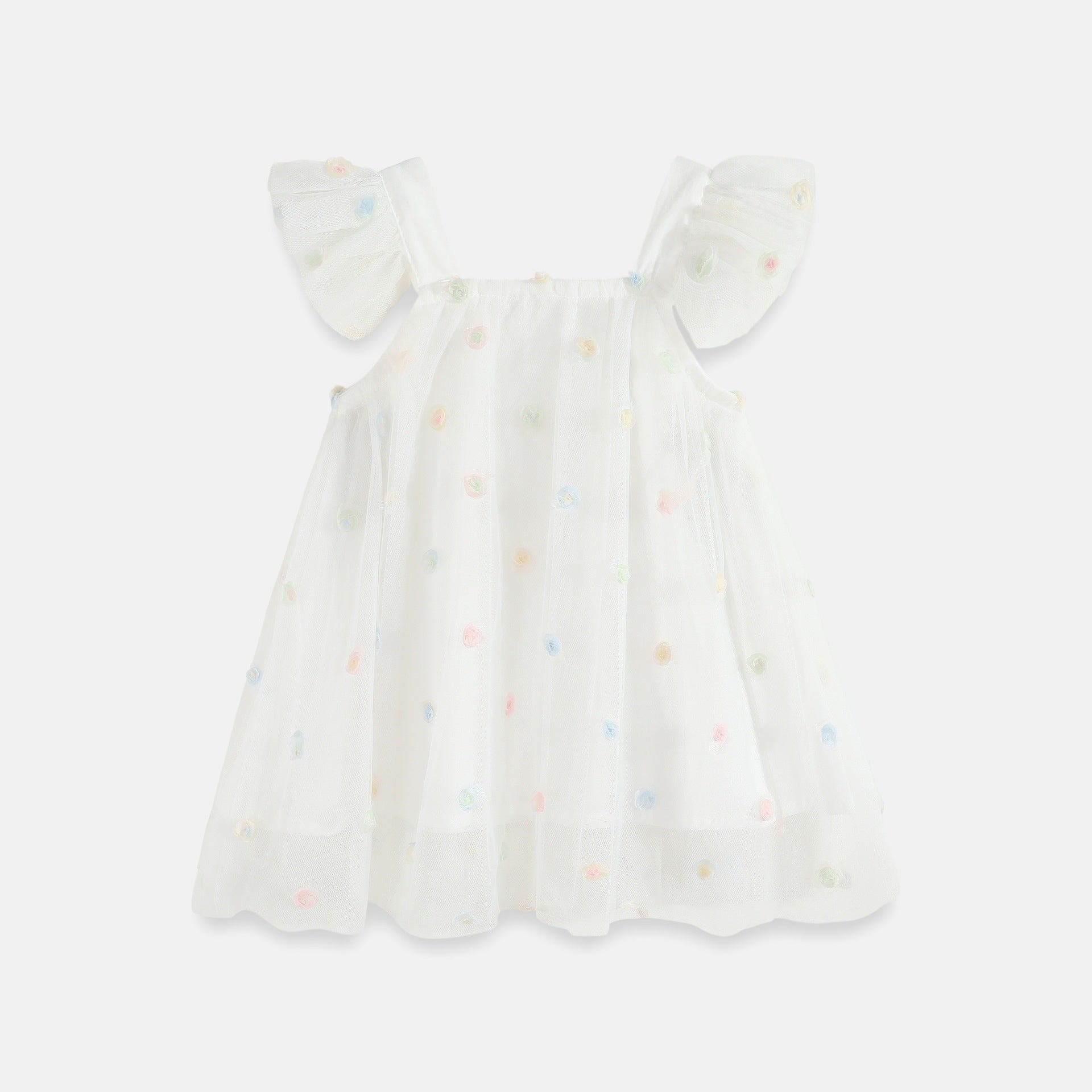 Flounced Sleeve Mesh Children Sling Dress