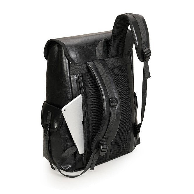 Unisex PU Leather Business Backpack For Travel And Work