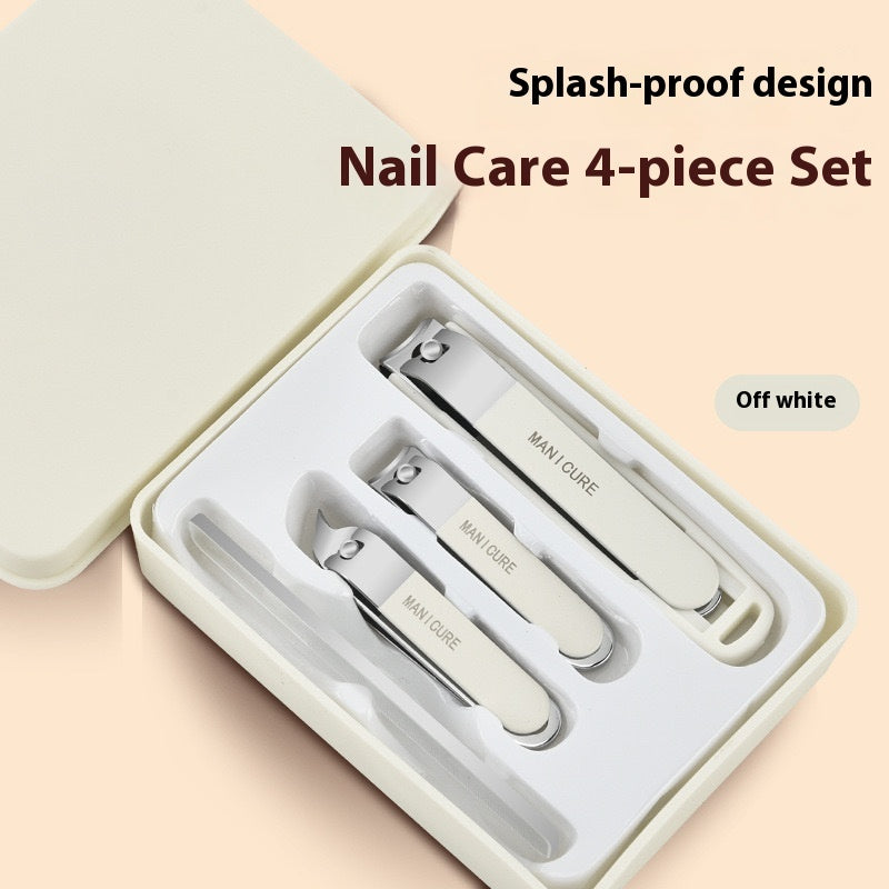 Dark Green Nail Clippers Four-piece Anti-splash Nail Scissors