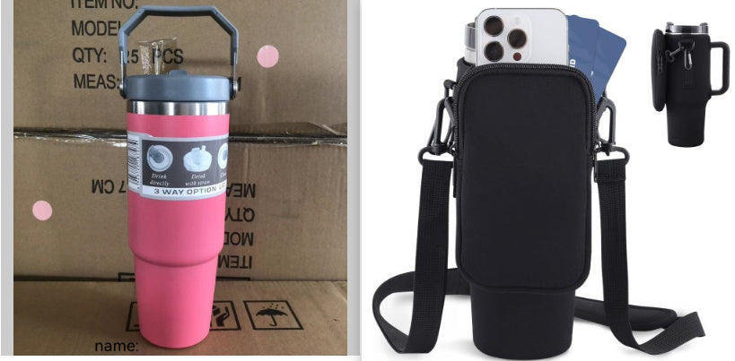 Insulated Stainless Steel Water Bottle – Travel Sports Tumbler with Handle