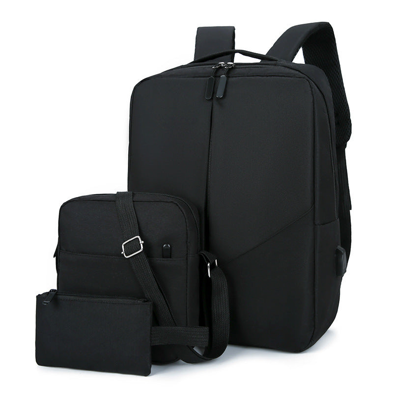 Men's Leisure Travel Large Capacity Three-piece Multifunctional USB Backpack