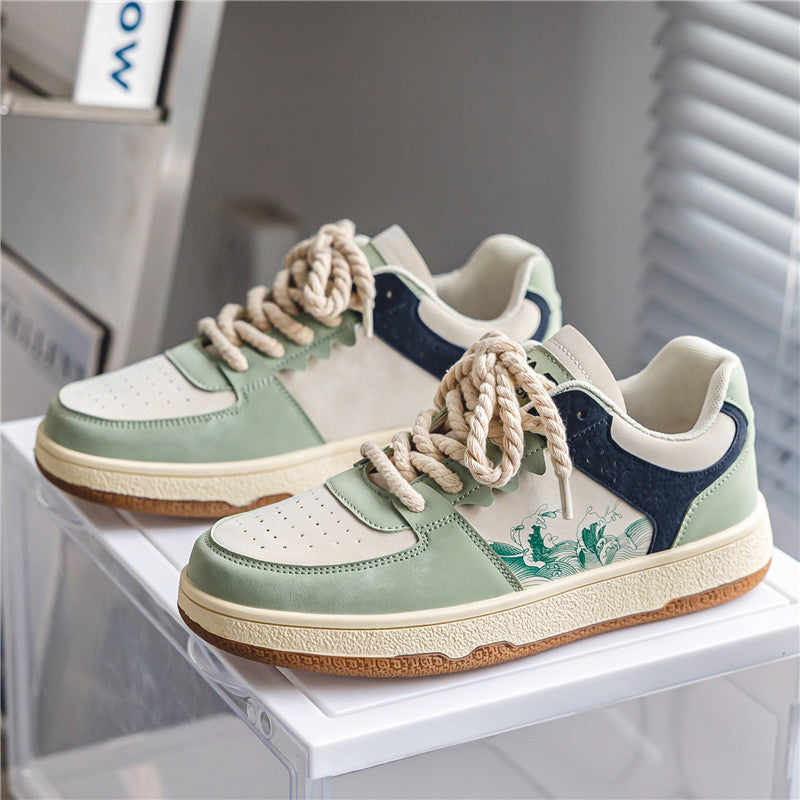 Men’s Lace-Up Casual Sneakers – Thick Sole Fashion Comfortable Breathable Walking Shoes