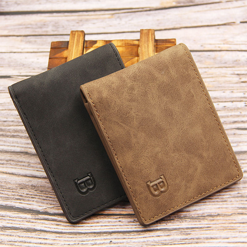 Men's Short PU Leather Wallet Embossed Vintage Style