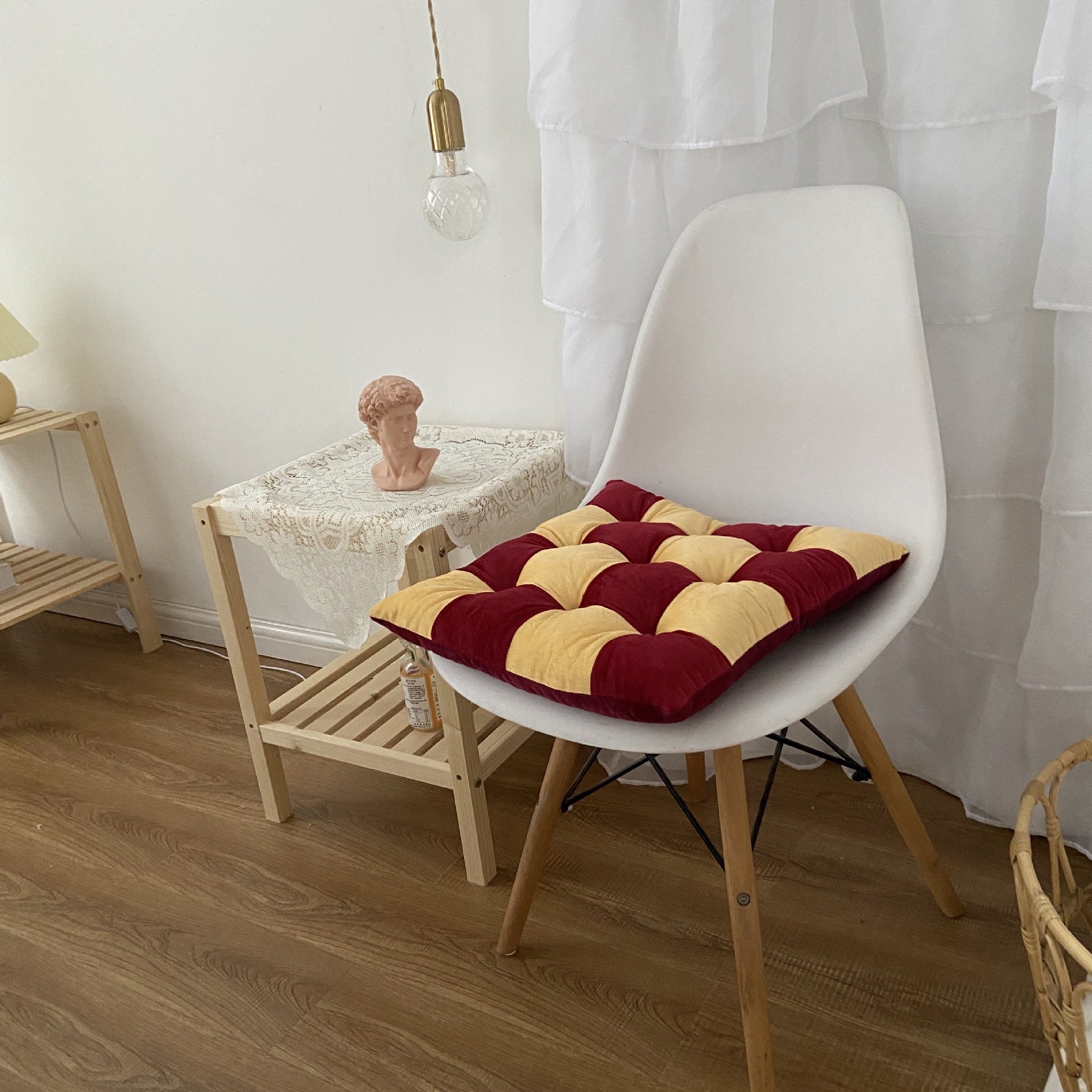 Lattice Pearl Cotton Seat Winter Thickened Warm Crystal Velvet Dining Chair Cushion