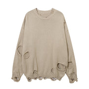 Solid Color Ripped Pullover For Men