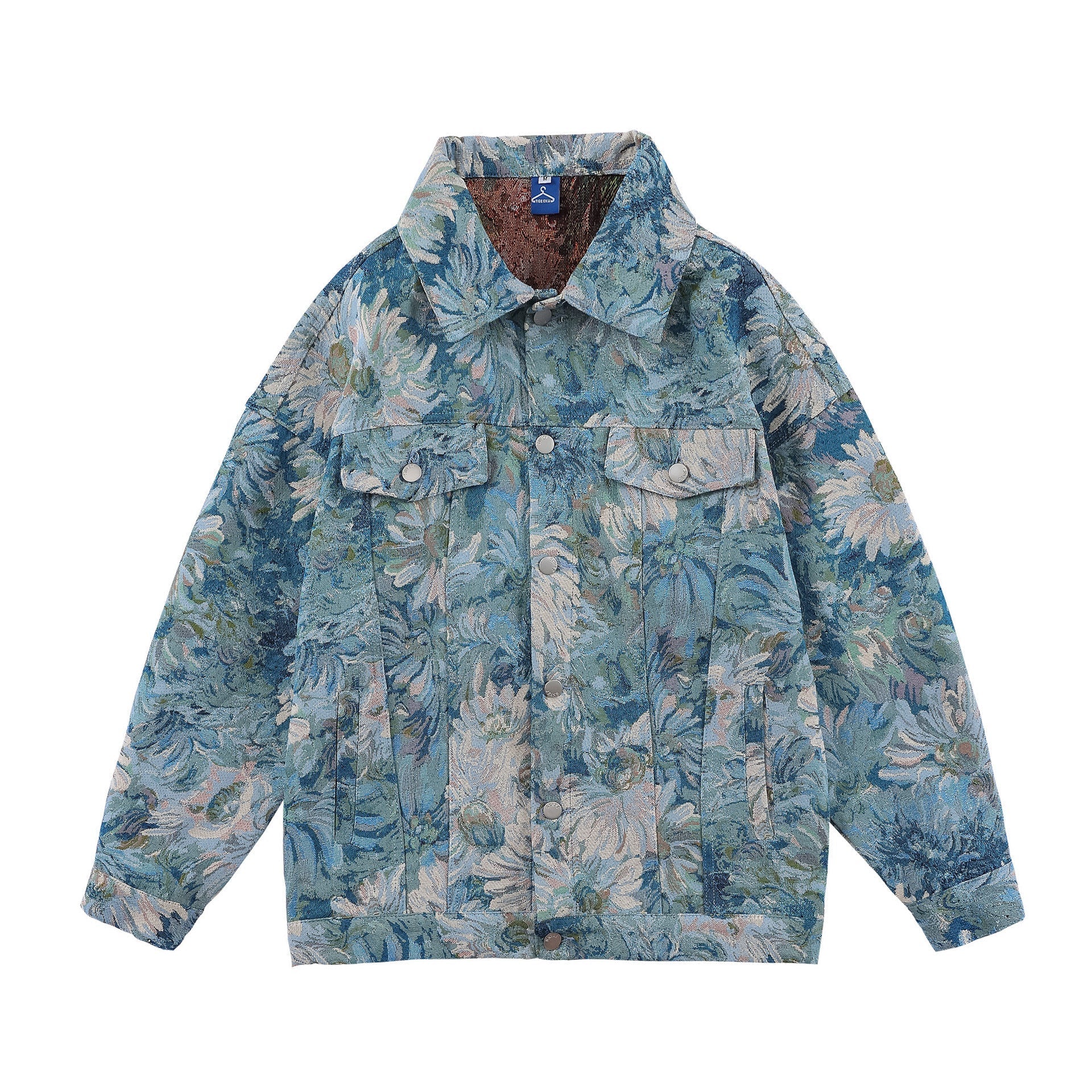 Unisex Vintage Floral Polyester Loose Fit Jacket Autumn