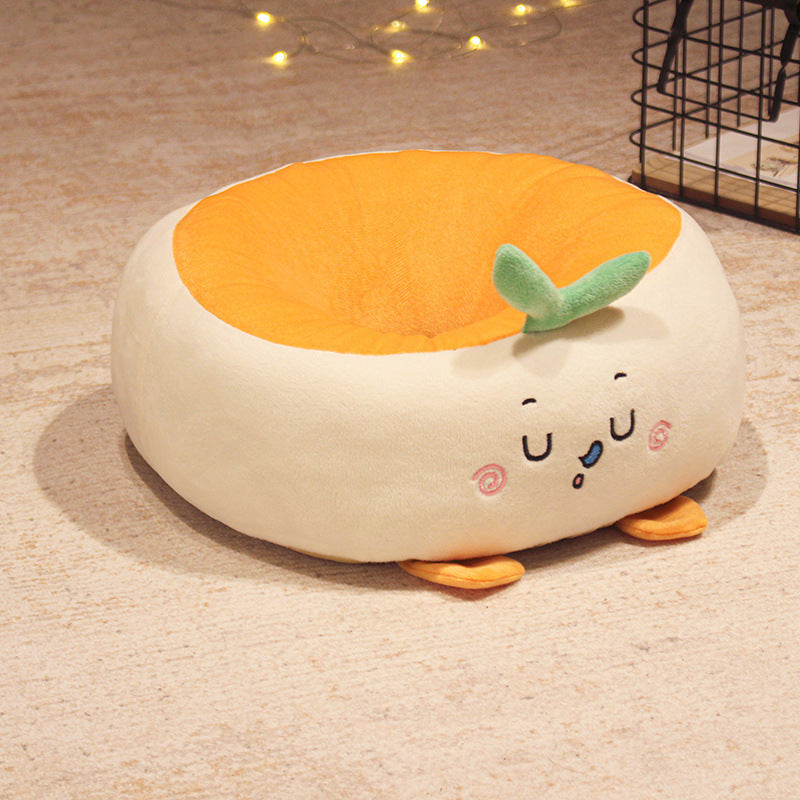 Thickened Round Cartoon Plush Futon Seat Cushion