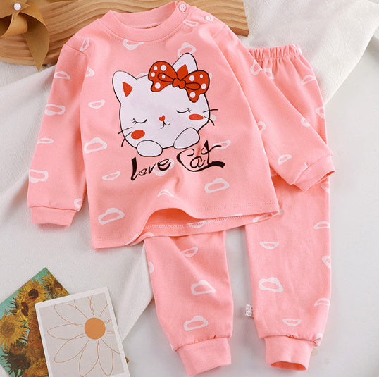 Children's Pure Cotton Cute Printed Autumn Clothes And Pants Set