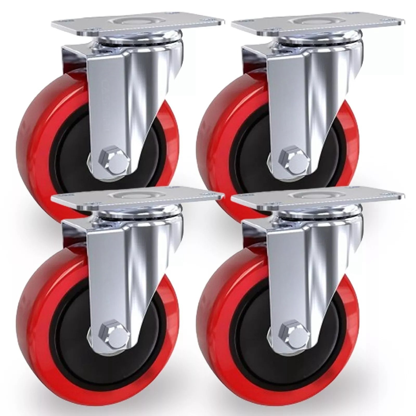 4x 100mm 700KG Heavy Duty Large Rubber Swivel Castor Wheels For Furniture - UK