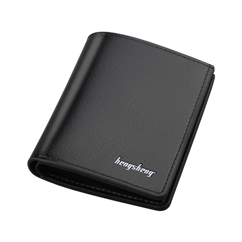 Men's Slim PU Leather Wallet Solid Card Holder With Slots