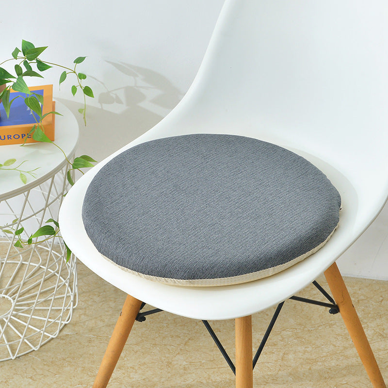 Round Linen Seat Cushion With Slow Rebound Memory Foam Core