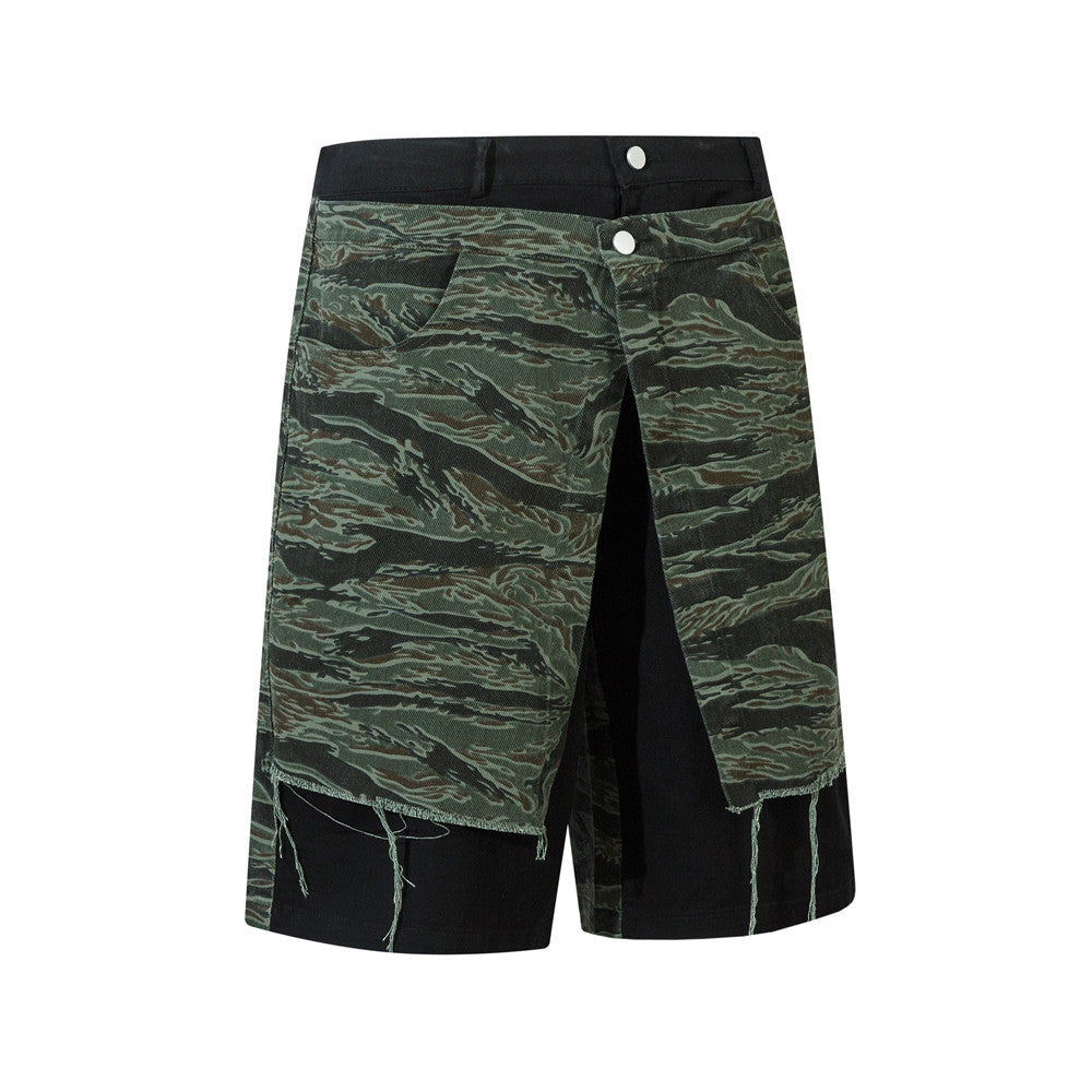 Men's Tiger Print Camouflage Shorts Cotton Loose Fit
