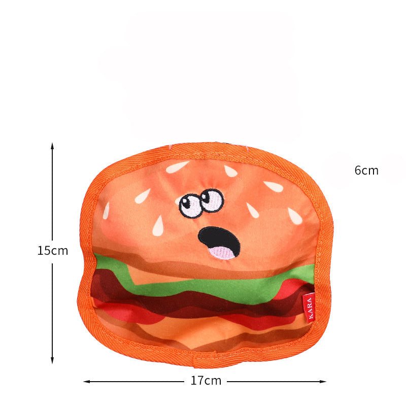 Durable Crinkle Squeaky Hamburger Dog Toy