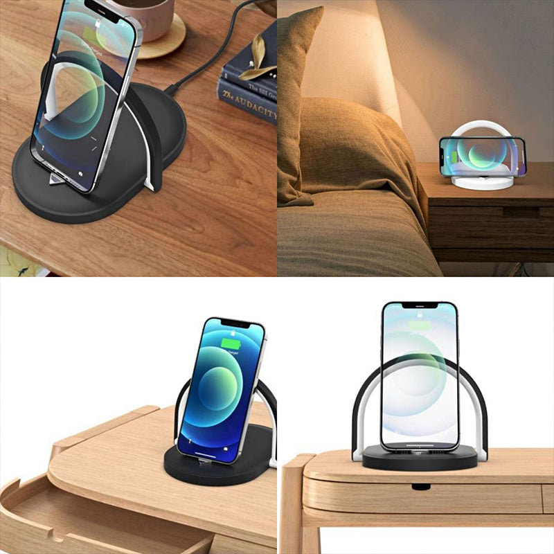 3-in-1 Foldable Wireless Charger & Night Light, 15W Qi Charging Station for iPhone, Apple Watch & AirPods