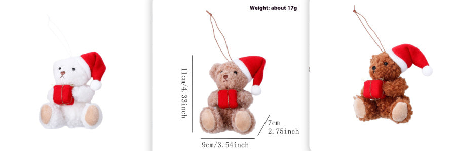 Red Christmas Hat Cute Bear Ornaments