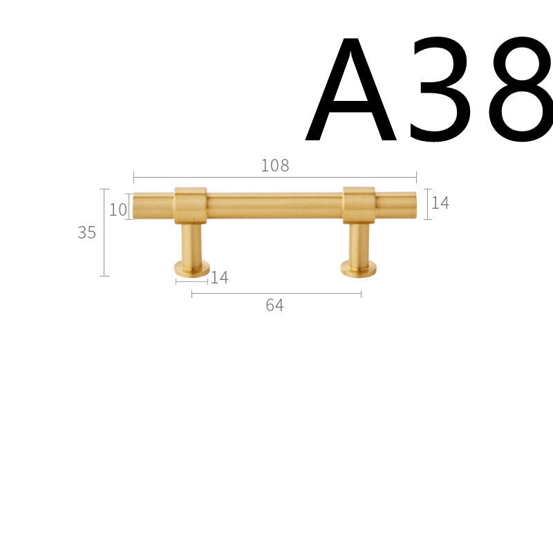 Pure Copper Cabinet Door Handle Golden Light Luxury Brass Handle