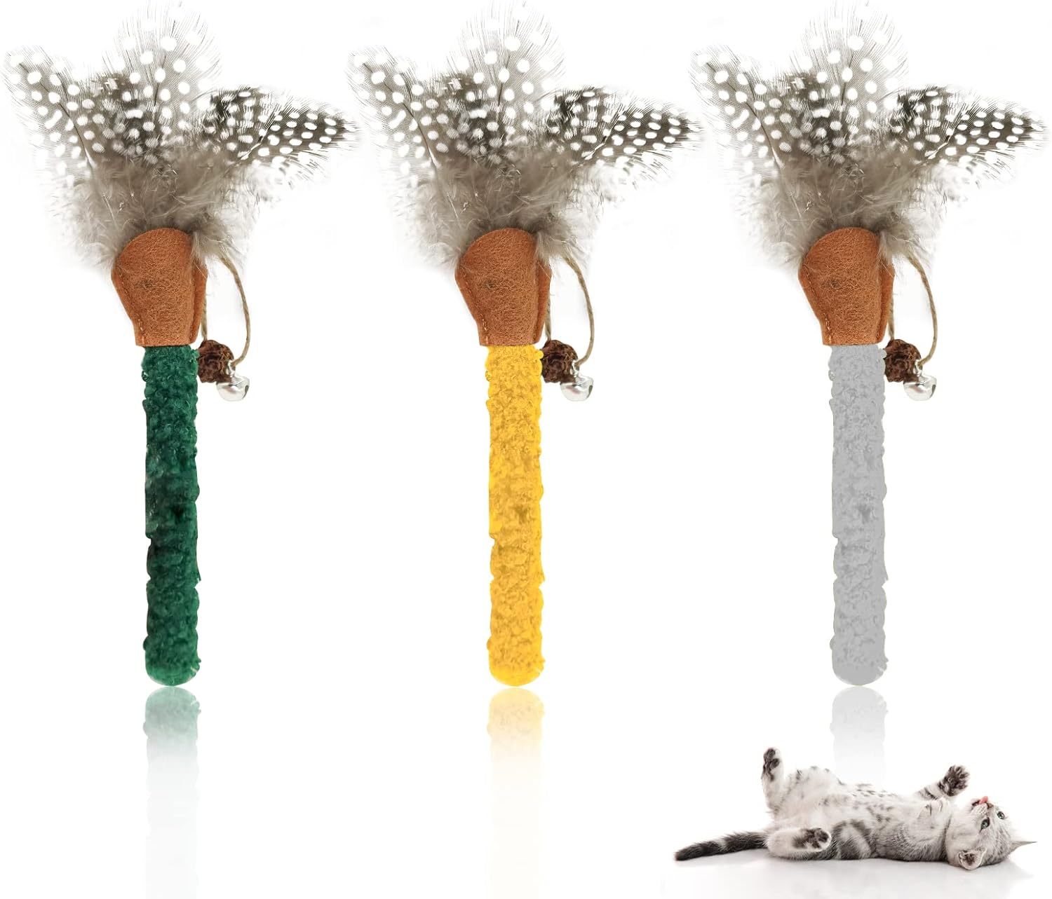 Natural Feathered Silvervine Catnip Chew Sticks for Cats