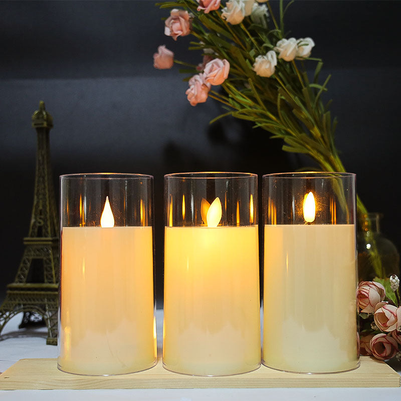 Led Electronic Luminous Candle  Transparent Glass