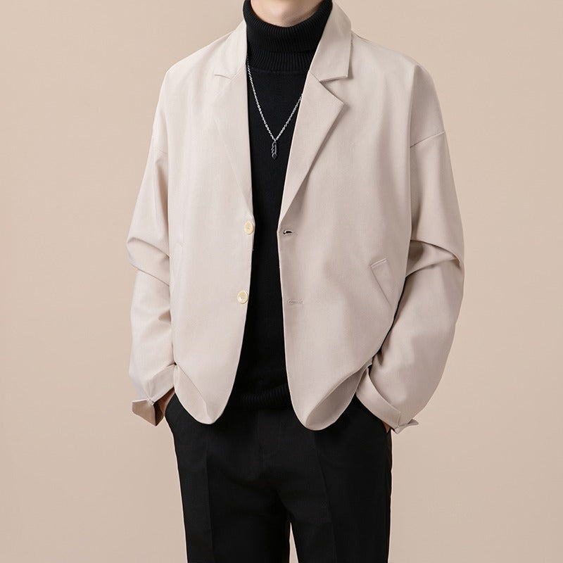 Unisex Relaxed Fit Casual Suit Jacket Polyester Blend