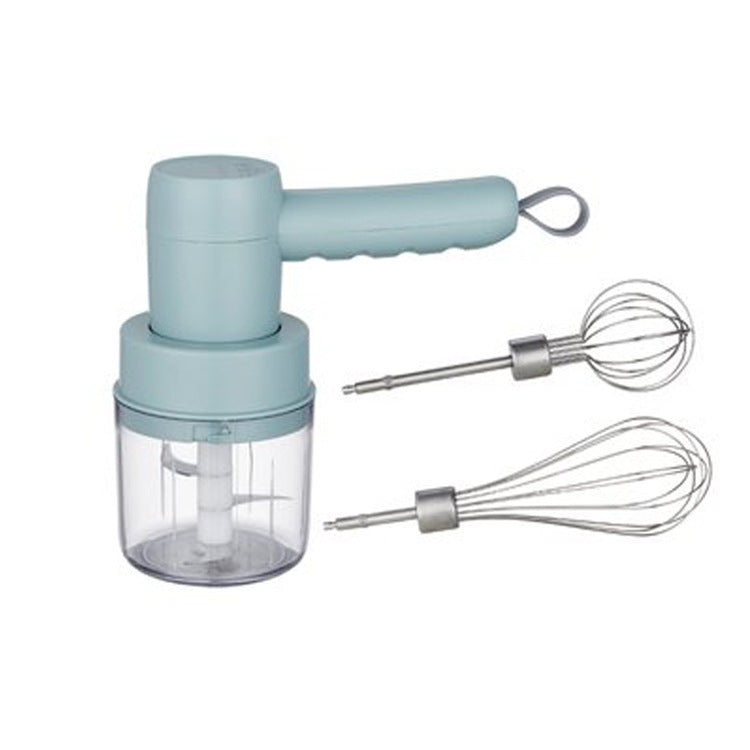 3-in-1 Wireless Electric Egg Beater – Handheld Kitchen Mixer with Whisk Attachments