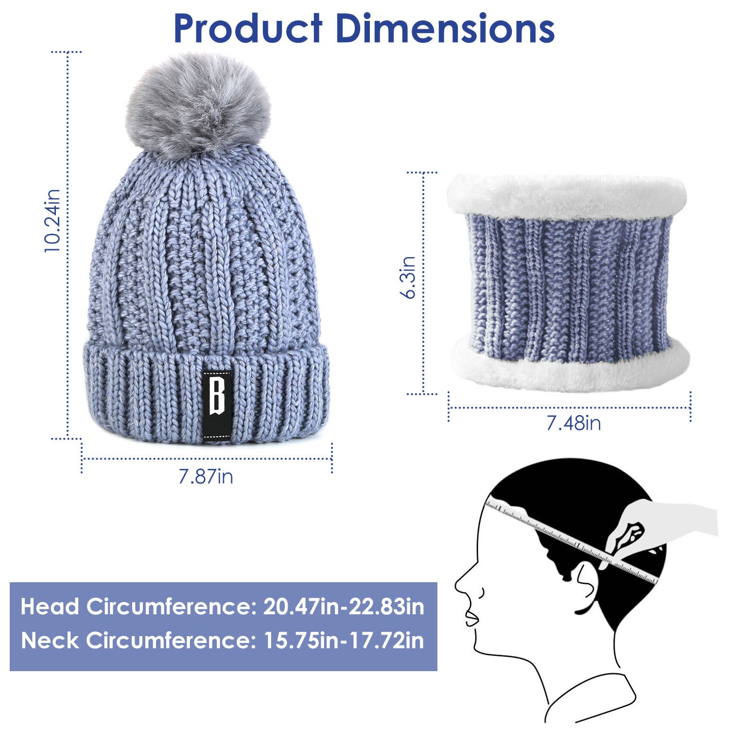 Women's Winter Knit Beanie and Scarf Set