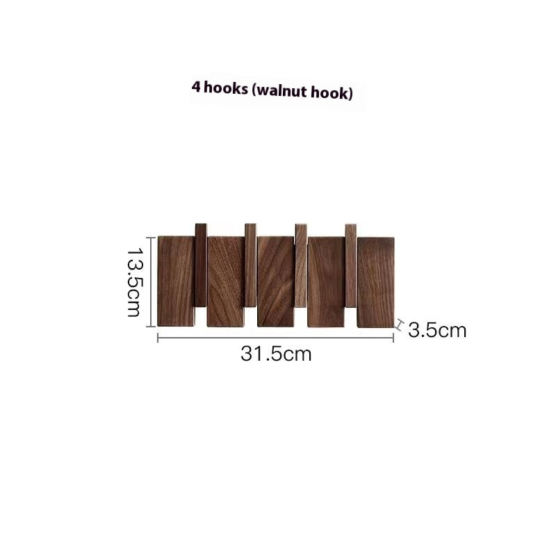 Solid Wood Simplicity Keys Clothes Hook Wall Home Door Hallway Hanger Punch-free