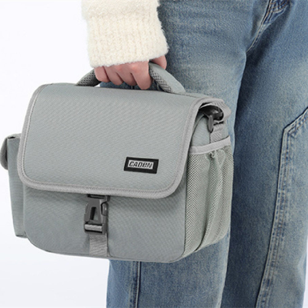 Unisex Slim Waterproof Camera Bag In Polyester Solid Gray