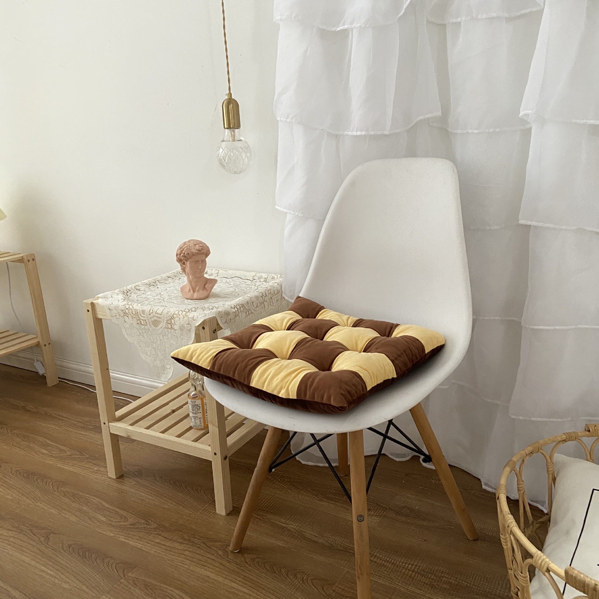Lattice Pearl Cotton Seat Winter Thickened Warm Crystal Velvet Dining Chair Cushion