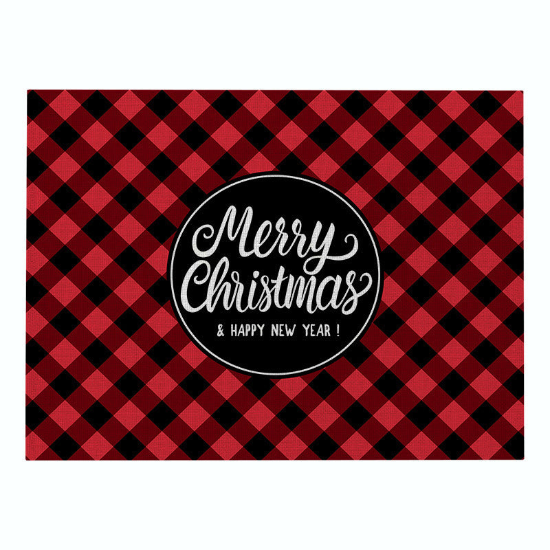 Christmas Series Cotton And Linen Placemat Dining Table Cushion Heat Proof Mat Anti-scald