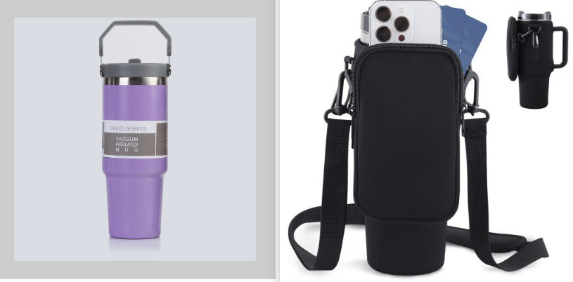 Insulated Stainless Steel Water Bottle – Travel Sports Tumbler with Handle