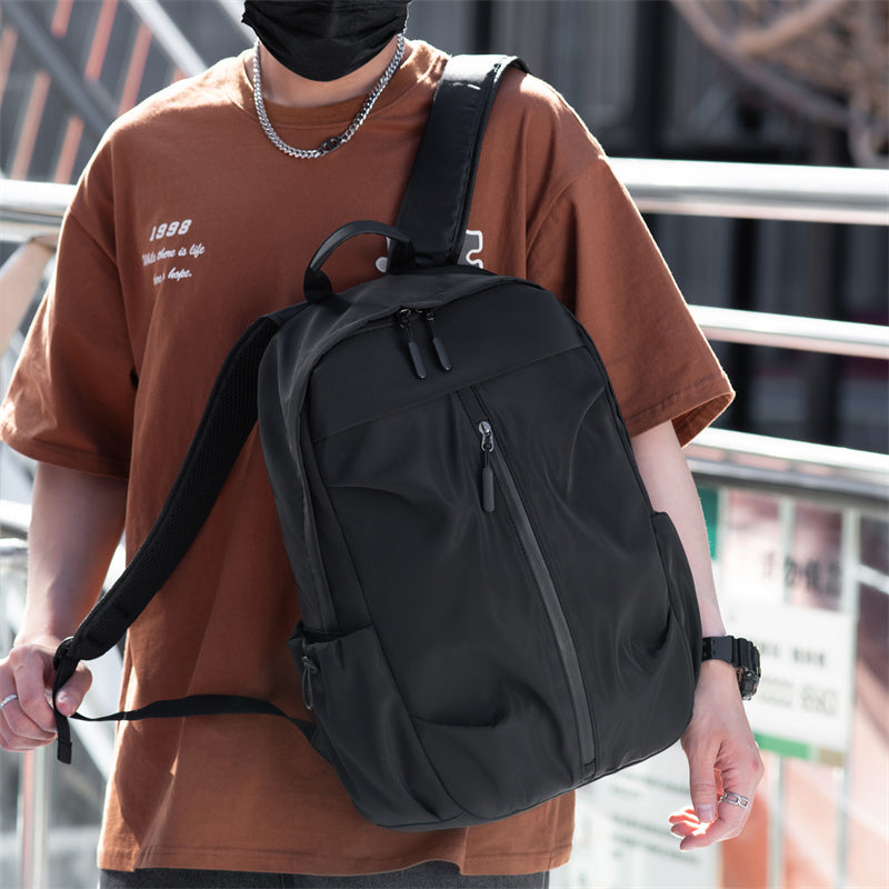 Men's Casual PU Backpack Ruffled Large Capacity Travel Bag