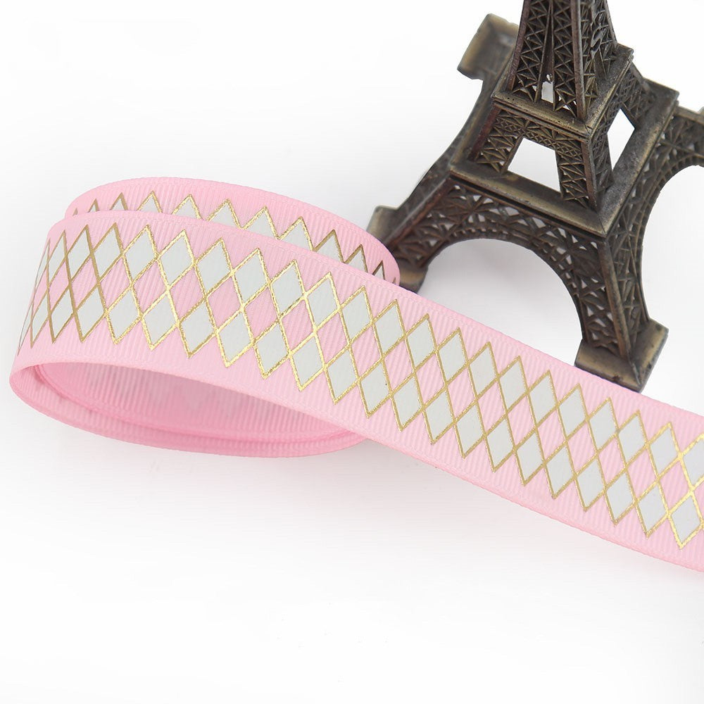 Bronzing Geometric Rib Ribbon – 25mm Decorative Craft Ribbon