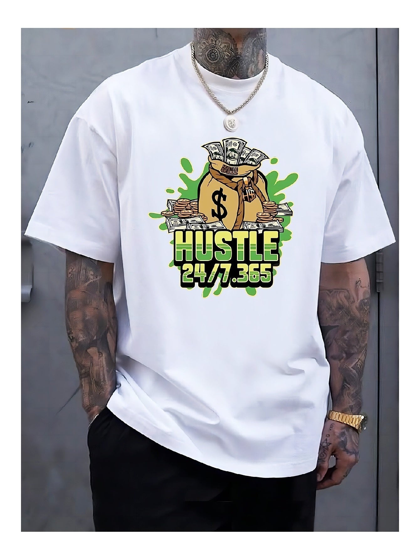 White Tshirt Men Trendy Print Loose Casual Summer Fashion Personality Street HipHop Brand